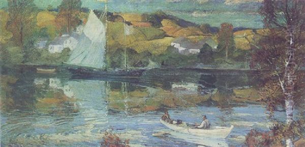 On The Lake Oil Painting by Jonas Lie