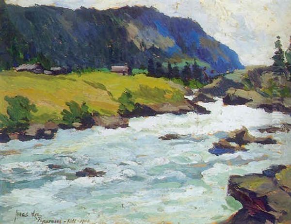 Fossende Elv Ved Fagernes Oil Painting by Jonas Lie