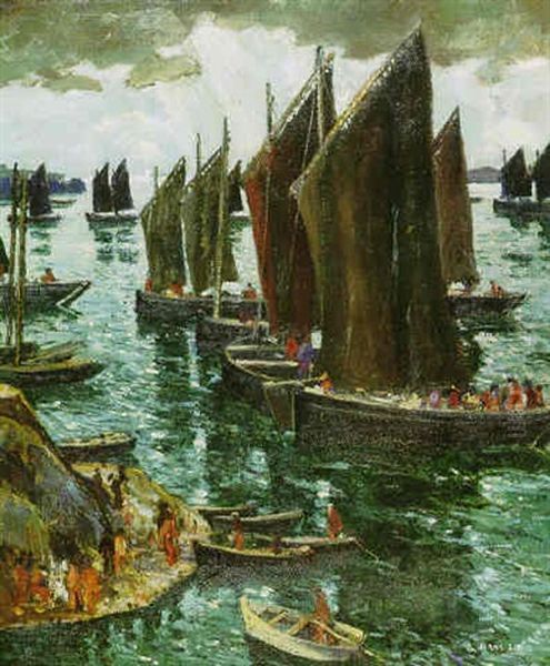 Safe Harbor Oil Painting by Jonas Lie