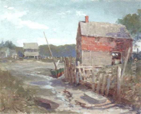 The Boat Shed Oil Painting by Jonas Lie