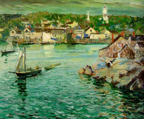 Gloucester Harbor Oil Painting by Jonas Lie