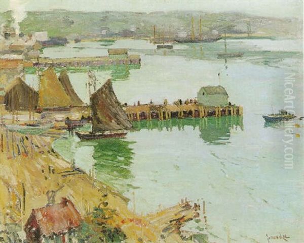 Port Jefferson Harbor Oil Painting by Jonas Lie