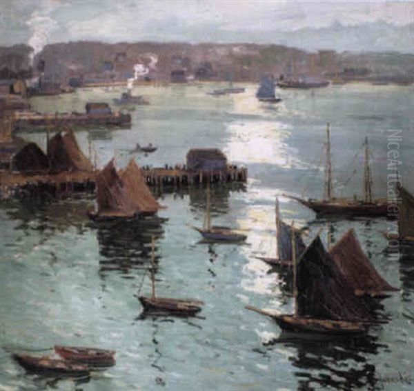 On The Coast Of New England Oil Painting by Jonas Lie