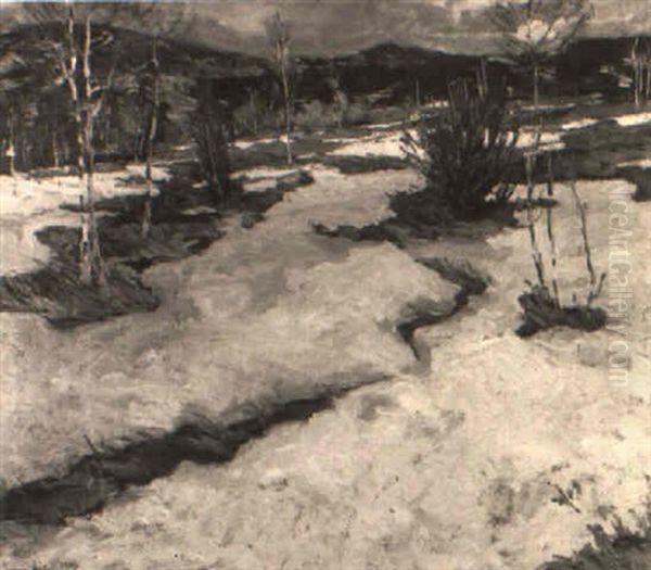 Melting Snow Oil Painting by Jonas Lie