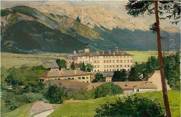 Blick Auf Schloss Ambras Oil Painting by Fritz Liebel