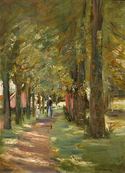 Allee Mit Frauenfigur Und Kind (avenue With Female Figure And Child) Oil Painting by Max Liebermann