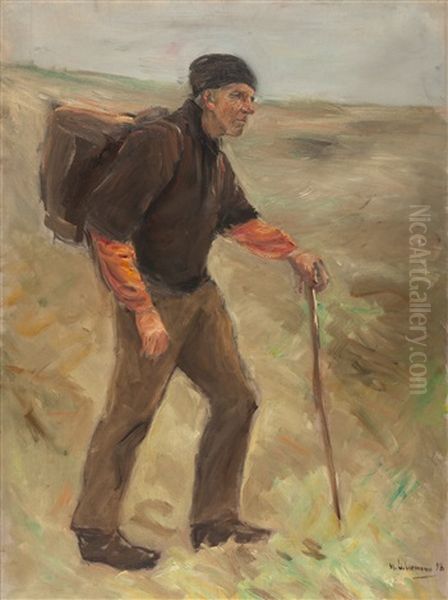 Schreitender Bauer - Studie, Ganzfigur (striding Farmer - Study, Full-length Figure) Oil Painting by Max Liebermann