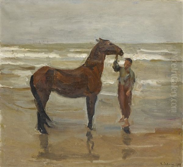 Junge Mit Pferd Am Strande (boy With Horse On The Beach) by Max Liebermann