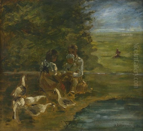 Kleine Gansehirten Oil Painting by Max Liebermann