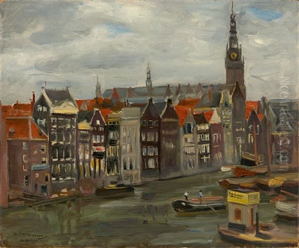 Amsterdamer Gracht Oil Painting by Max Liebermann