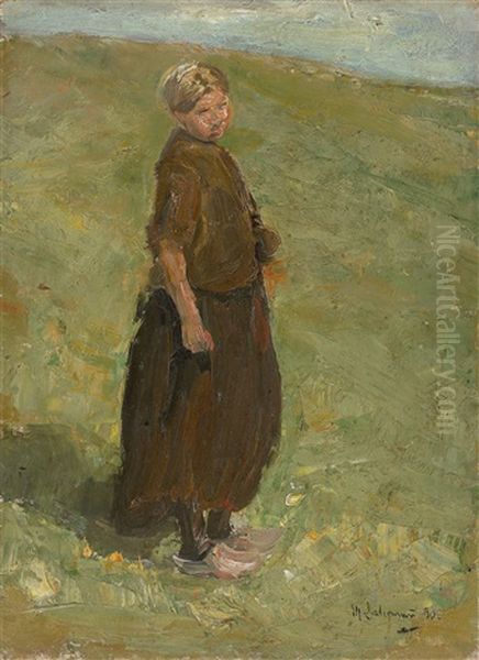 Madchen Auf Der Dune, Stehend Nach Rechts Oil Painting by Max Liebermann