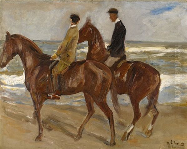 Two Riders On The Beach Oil Painting by Max Liebermann