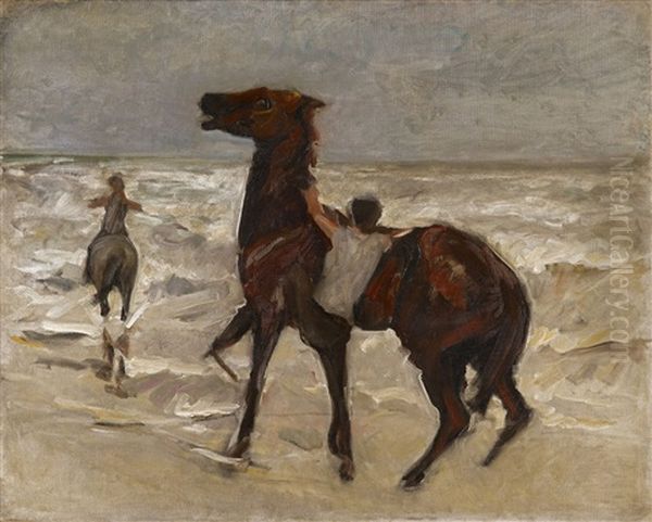 Pferdeknechte Am Strand Oil Painting by Max Liebermann