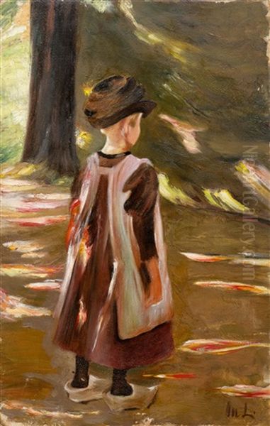 Standing Girl - Study To Schulgang In Laren Oil Painting by Max Liebermann