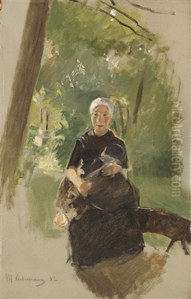 Junge Mutter Unter Baumen Oil Painting by Max Liebermann