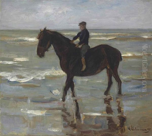 Reitender Junge Am Strand - Dickes Pferd Oil Painting by Max Liebermann