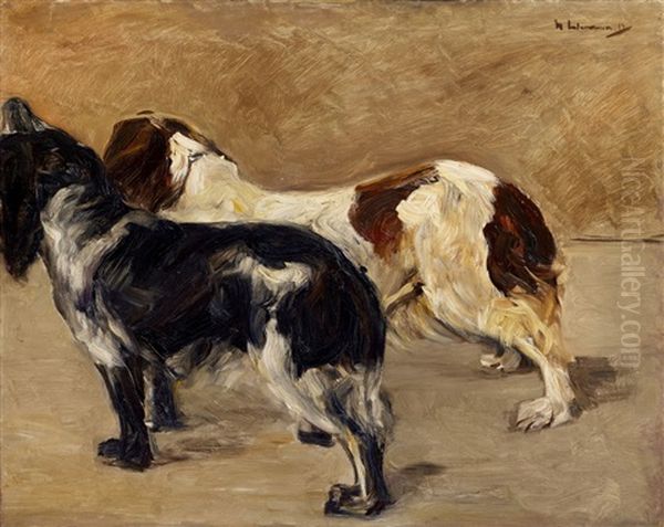 Zwei Spaniels Oil Painting by Max Liebermann