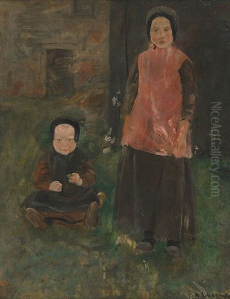 Zwei Hollandische Madchen Oil Painting by Max Liebermann