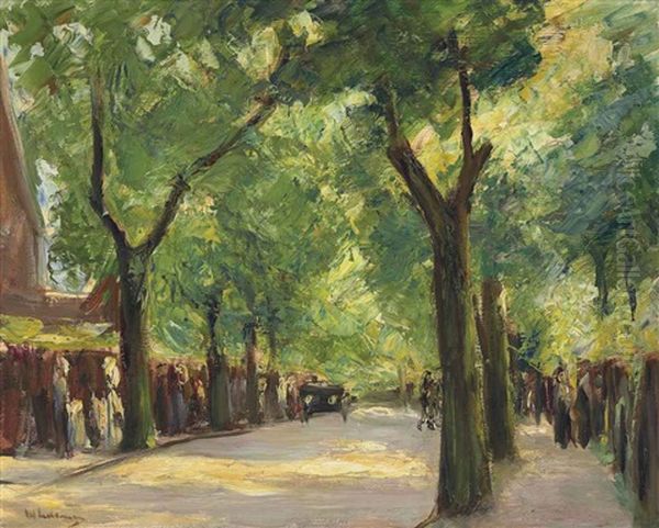 Die Grosse Seestrasse In Wannsee Mit Spaziergangern Oil Painting by Max Liebermann