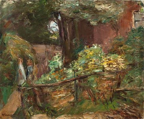 Zwei Madchen Auf Einem Waldweg Oil Painting by Max Liebermann