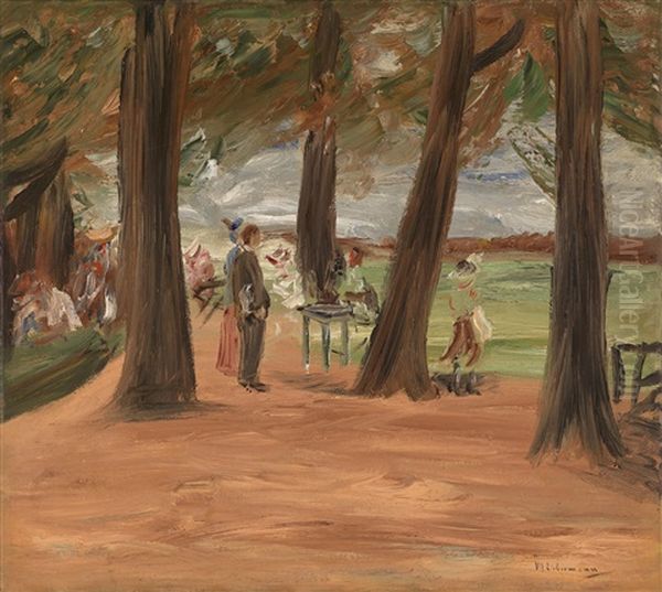 Biergarten - Restaurationsgarten Oil Painting by Max Liebermann