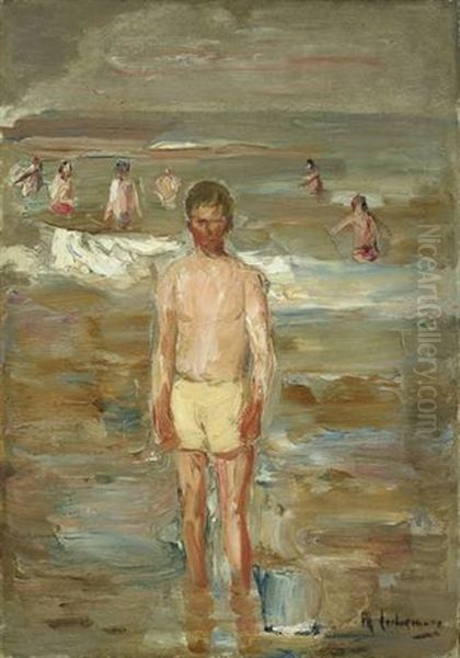 Stehender Knabe Am Strande Oil Painting by Max Liebermann