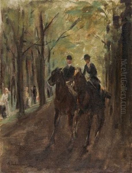 Zwei Reiter Im Tiergarten Oil Painting by Max Liebermann