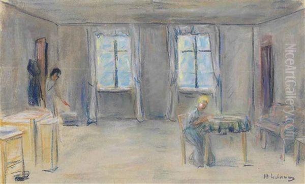 Gastzimmer--dekorentwurf Zum Iv. Akt Von Gerhart Hauptmanns Drama Gabriel Schillings Flucht Oil Painting by Max Liebermann