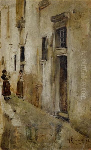 Venezianische Gasse Nach Links Oil Painting by Max Liebermann