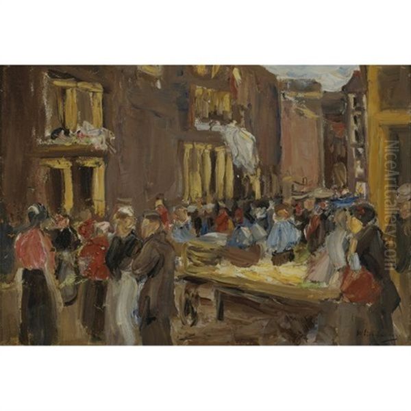 Judengasse In Amsterdam, Uildenburgersteeg Ecke Jodenbreestraat (jewish Quarter In Amsterdam) Oil Painting by Max Liebermann