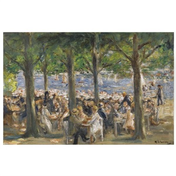 Gartenlokal An Der Havel Unter Baumen (beer Garden Near The Havel Under Trees) Oil Painting by Max Liebermann