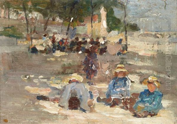 Picnic In The Park Oil Painting by Max Liebermann