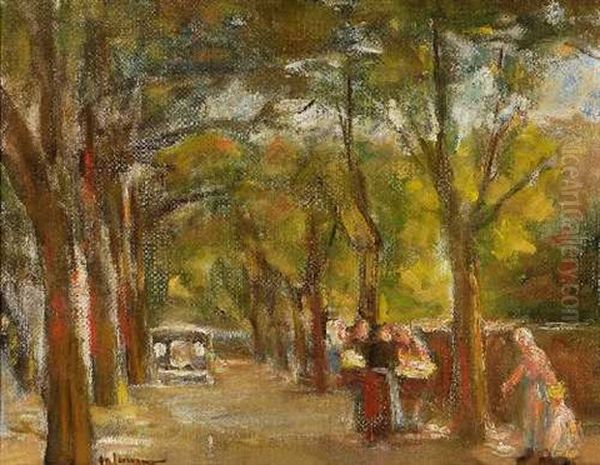 Colomierstrase In Wannsee Mit Gemusehandlern Oil Painting by Max Liebermann