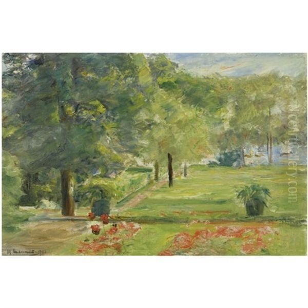 Blumenterrasse Im Wannseegarten Nach Osten (flower Terrace, Wannsee Garden To The East) Oil Painting by Max Liebermann