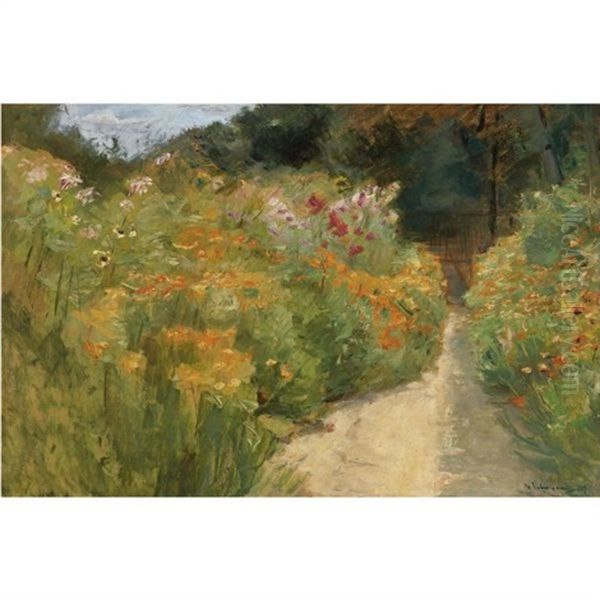 Blumenstauden Im Wannseegarten (flower Shrubs In Wannsee Garden) Oil Painting by Max Liebermann