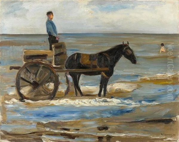 Karren Des Badewarters Oil Painting by Max Liebermann