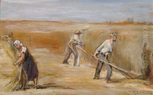 Getreideernte-schnitter (preliminary Study For The Mural Sommer In The Altona Cityhall) Oil Painting by Max Liebermann