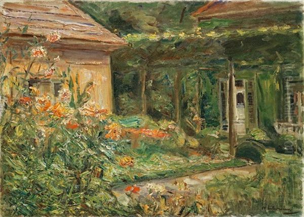 Blumenstauden Am Gartnerhauschen Nach Nordosten Oil Painting by Max Liebermann