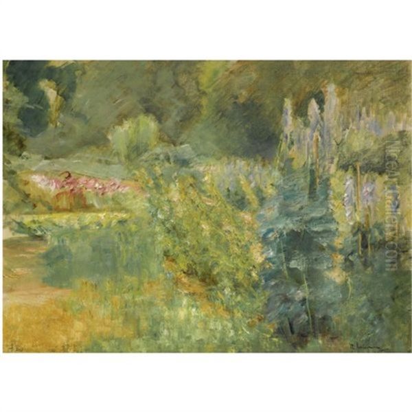 Der Staudengarten Im Wannseegarten Nach Nordwesten (corner With Herbaceous Plants In The Wannseegarten Towards Northwest) Oil Painting by Max Liebermann