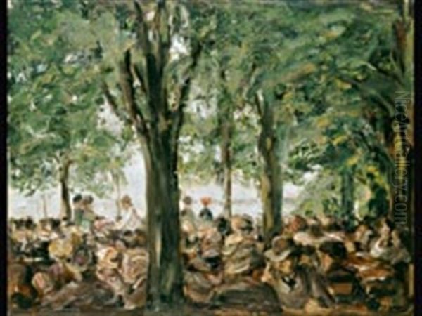 Gartenlokal An Der Havel Unter Baumen - Schildhorn Oil Painting by Max Liebermann