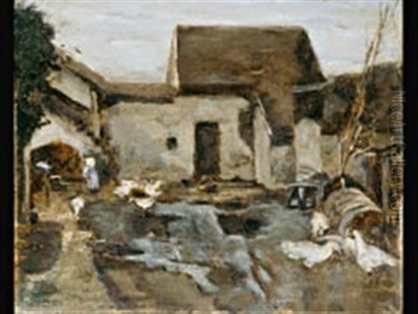 Bauernhof In Barbizon (study) Oil Painting by Max Liebermann