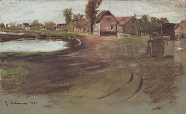 Dorfstrasse In Militsch Oil Painting by Max Liebermann