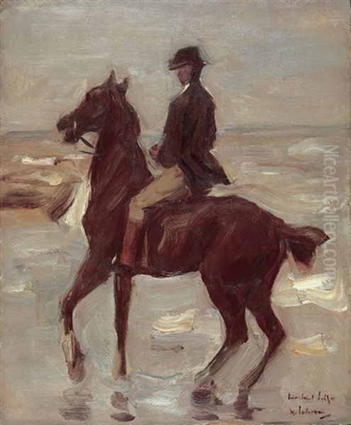 Reiter Am Strand Nach Links by Max Liebermann