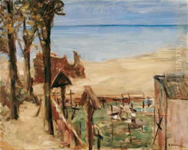 Landschaft An Der Ostsee Mit Kirchhof - Entwurf Zu Den Dekorationen Zu Hauptmanns Gabriel Schillings Flucht, Akt Iii Oil Painting by Max Liebermann