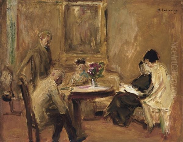 Der Kunstler Skizzierend Im Kreise Seiner Familie (study) Oil Painting by Max Liebermann