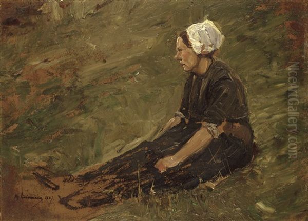 Netzflickerin Oil Painting by Max Liebermann