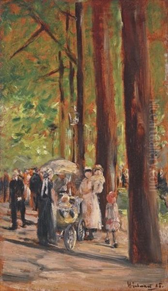 Spazierganger Im Tiergarten Oil Painting by Max Liebermann