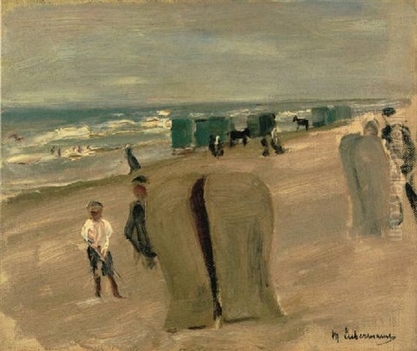 Strand Mit Strandkorben Oil Painting by Max Liebermann