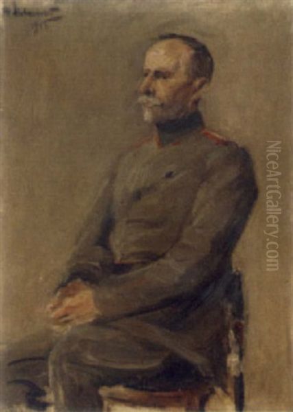 Bildnis Eines Sitzenden Herrn In Der Uniform Eines Offiziers Nach Links Oil Painting by Max Liebermann