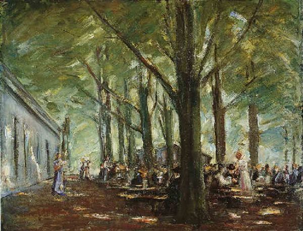 Biergarten In Brannenburg Oil Painting by Max Liebermann